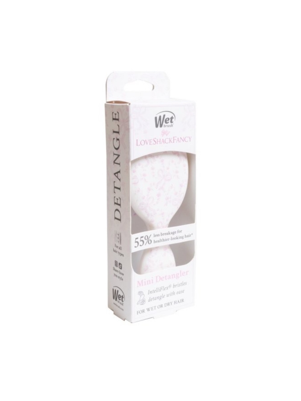 Wet Brush LoveShackFancy Mini Detangler - Pale Pink Bows & Floral